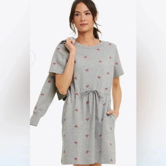 NWOT Draper James Gretchen Sweatshirt Dress in Embroidered Viola Large - Picture 2 of 4